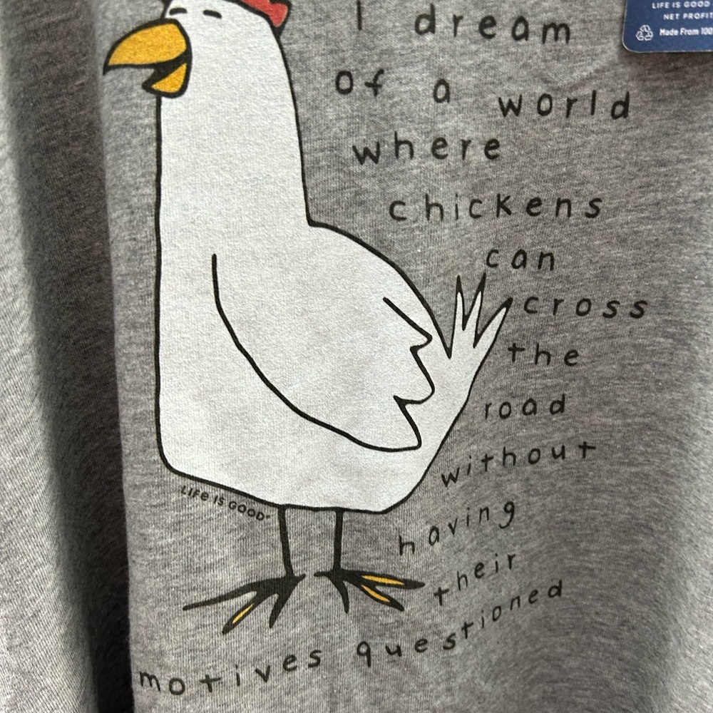 Life Is Good Heather Gray T-Shirt XL NWT chickens top - Picture 4 of 6